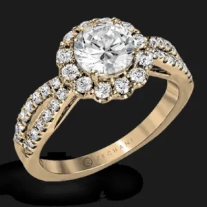 Zeghani ZR1346 Engagement Ring in 14k Gold with Diamonds