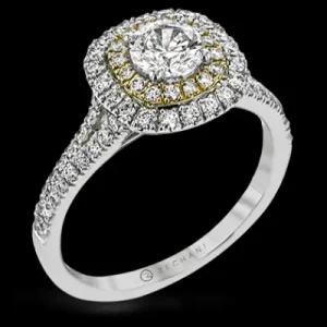 Zeghani ZR1613 Engagement Ring in 14k Gold with Diamonds