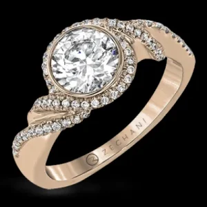 Zeghani ZR1508 Engagement Ring in 14k Gold with Diamonds