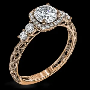 Zeghani ZR1500 Engagement Ring in 14k Gold with Diamonds