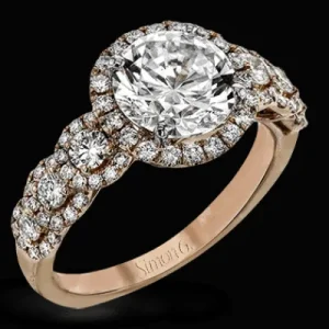 Zeghani ZR1494 Engagement Ring in 14k Gold with Diamonds