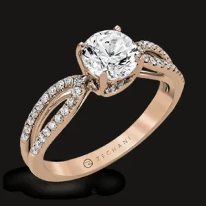 Zeghani ZR738 Engagement Ring in 14k Gold with Diamonds