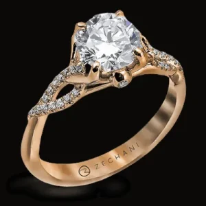 Zeghani ZR583 Engagement Ring in 14k Gold with Diamonds
