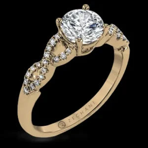 Zeghani ZR1848 Engagement Ring in 14k Gold with Diamonds