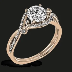 Zeghani ZR1696 Engagement Ring in 14k Gold with Diamonds