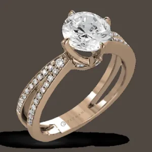 Zeghani ZR1244 Engagement Ring in 14k Gold with Diamonds