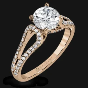 Zeghani ZR1226 Engagement Ring in 14k Gold with Diamonds