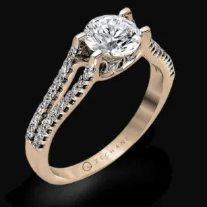 Zeghani ZR108 Engagement Ring in 14k Gold with Diamonds