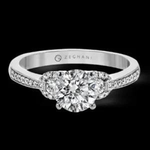 Zeghani ZR1642 Engagement Ring in 14k Gold with Diamonds
