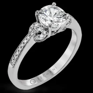 Zeghani ZR1642 Engagement Ring in 14k Gold with Diamonds