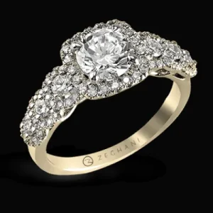 Zeghani ZR494 Engagement Ring in 14k Gold with Diamonds