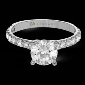 Zeghani ZR1563 Engagement Ring in 14k Gold with Diamonds