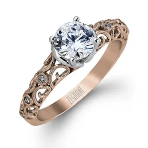 Zeghani ZR915 Engagement Ring in 14k Gold with Diamonds