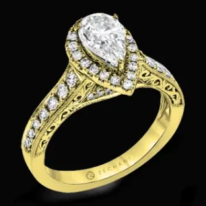 Zeghani ZR1383 Engagement Ring in 14k Gold with Diamonds