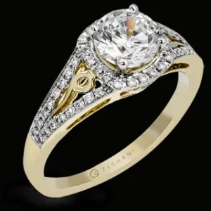 Zeghani ZR1137 Engagement Ring in 14k Gold with Diamonds
