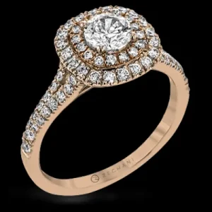 Zeghani ZR1613 Engagement Ring in 14k Gold with Diamonds