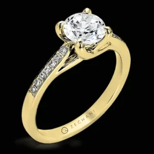 Zeghani ZR561 Engagement Ring in 14k Gold with Diamonds