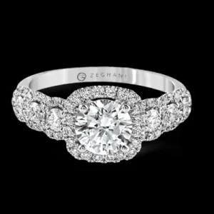Zeghani ZR494 Engagement Ring in 14k Gold with Diamonds