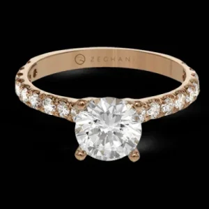 Zeghani ZR1563 Engagement Ring in 14k Gold with Diamonds