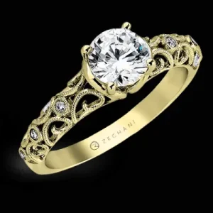 Zeghani ZR915 Engagement Ring in 14k Gold with Diamonds