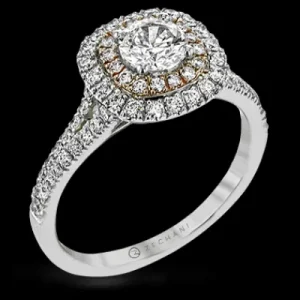 Zeghani ZR1613 Engagement Ring in 14k Gold with Diamonds