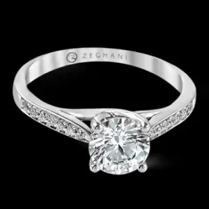 Zeghani ZR561 Engagement Ring in 14k Gold with Diamonds