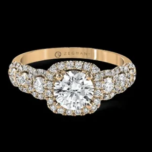 Zeghani ZR494 Engagement Ring in 14k Gold with Diamonds