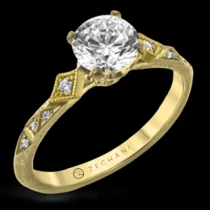 Zeghani ZR2113 Engagement Ring in 14k Gold with Diamonds