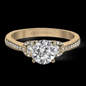 Zeghani ZR1642 Engagement Ring in 14k Gold with Diamonds