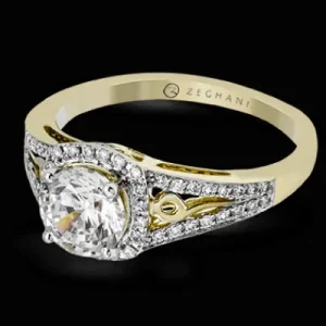 Zeghani ZR1137 Engagement Ring in 14k Gold with Diamonds