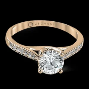 Zeghani ZR561 Engagement Ring in 14k Gold with Diamonds