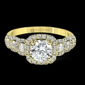 Zeghani ZR494 Engagement Ring in 14k Gold with Diamonds