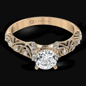 Zeghani ZR916 Engagement Ring in 14k Gold with Diamonds