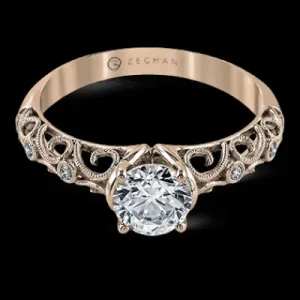 Zeghani ZR915 Engagement Ring in 14k Gold with Diamonds