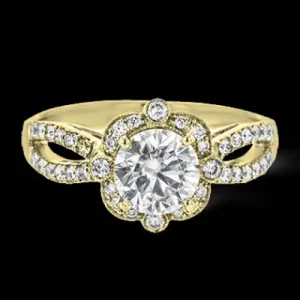 Zeghani ZR1448 Engagement Ring in 14k Gold with Diamonds