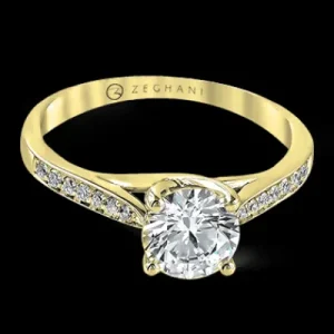 Zeghani ZR561 Engagement Ring in 14k Gold with Diamonds
