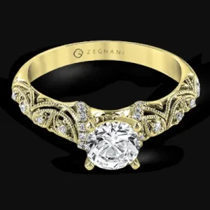 Zeghani ZR916 Engagement Ring in 14k Gold with Diamonds