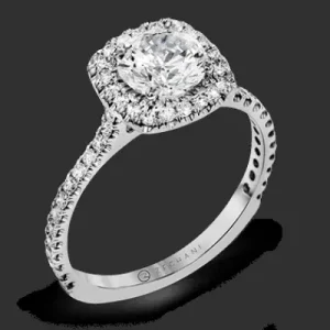 Zeghani ZR1562 Engagement Ring in 14k Gold with Diamonds