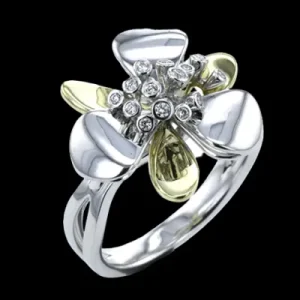 Zeghani ZR2380 Right Hand Ring in 14k Gold with Diamonds