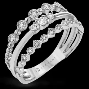 Zeghani ZR1865 Right Hand Ring in 14k Gold with Diamonds