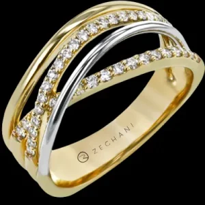 Zeghani ZR2098 Right Hand Ring in 14k Gold with Diamonds