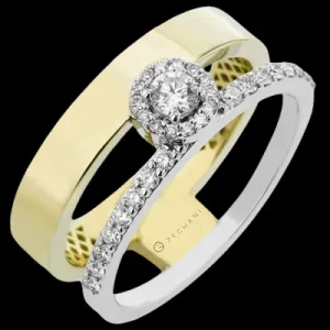 Zeghani ZR2396 Right Hand Ring in 14k Gold with Diamonds