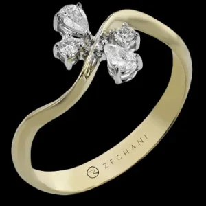 Zeghani ZR2475 Right Hand Ring in 14k Gold with Diamonds