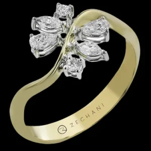 Zeghani ZR2476 Right Hand Ring in 14k Gold with Diamonds