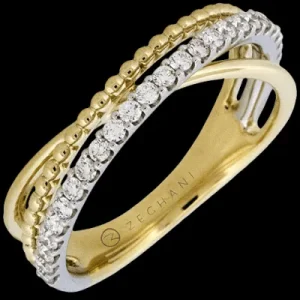 Zeghani ZR2508 Right Hand Ring in 14k Gold with Diamonds
