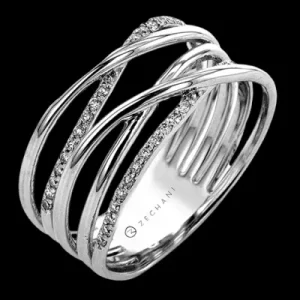 Zeghani ZR2527 Right Hand Ring in 14k Gold with Diamonds