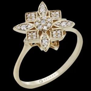 Zeghani ZR2566 Right Hand Ring in 14k Gold with Diamonds