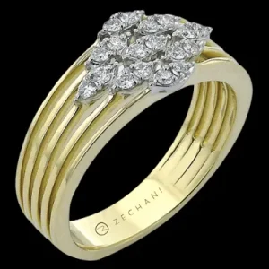 Zeghani ZR2596 Right Hand Ring in 14k Gold with Diamonds