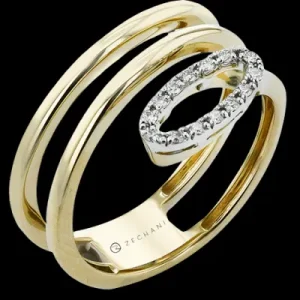 Zeghani ZR2598 Right Hand Ring in 14k Gold with Diamonds