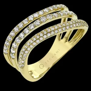 Zeghani ZR1525 Right Hand Ring in 14k Gold with Diamonds